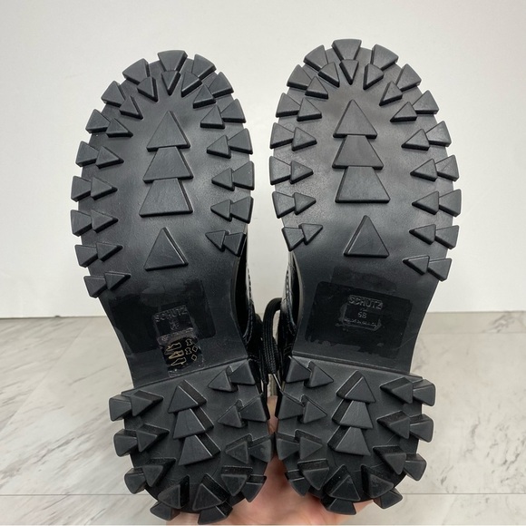 New! Schutz Chunky Lug Sole Lace Up Croc Embossed Leather Boot 6B - Picture 11 of 12